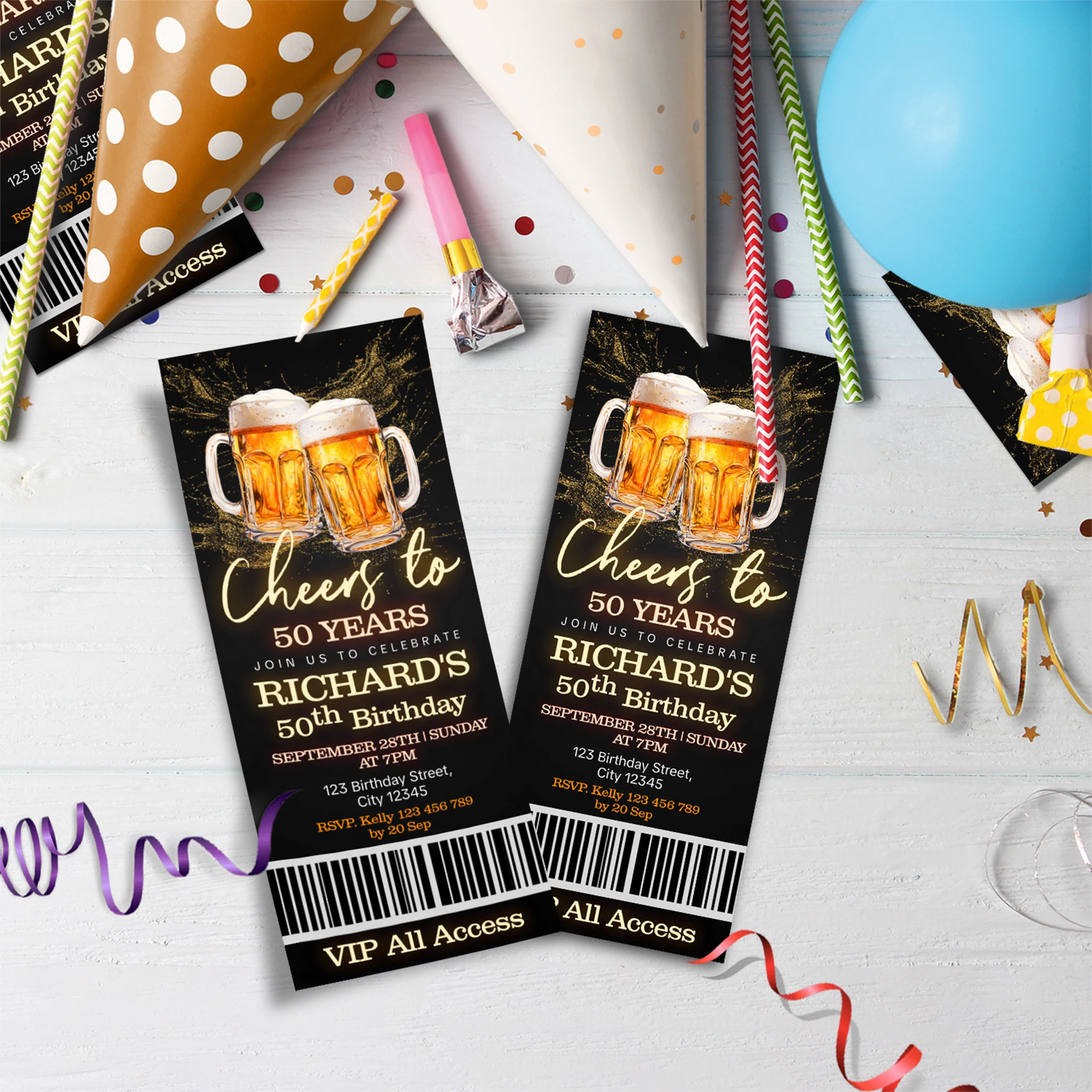 Beer Birthday Birthday Decorations, Adult Party Party Supplies, Mens Birthday Themed, 50th Birthday Digital Template, Editable Beer Adult Birthday Image SVG PNG