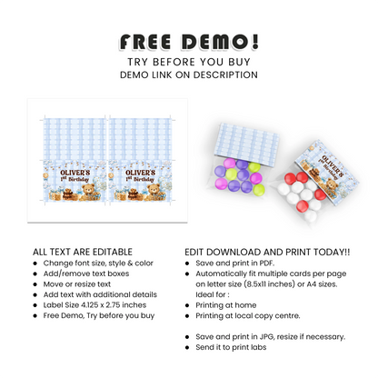 Beer Adult Birthday Treat Bag Topper Label Party Favor Toppers