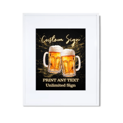 Beer adult birthday custom sign with beer mug graphics and bold party colors, rectangular sign on white background