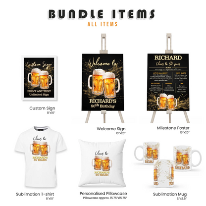 Buy Beer Adult Birthday Personalized Party Pack Bundle for 21st 30th 40th Celebrations