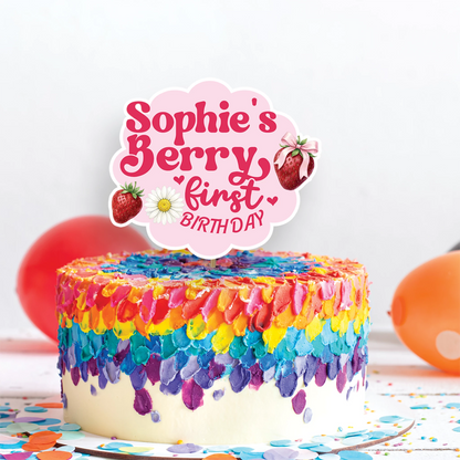 Strawberry Birthday Decorations, Girls Birthday Party Supplies, 1st Birthday Themed, Berry Digital Template, Editable Berry Strawberry Image SVG PNG