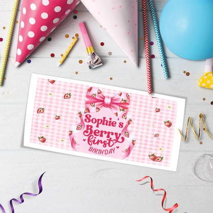 Strawberry Birthday Decorations, Girls Birthday Party Supplies, 1st Birthday Themed, Berry Digital Template, Editable Berry Strawberry Image SVG PNG