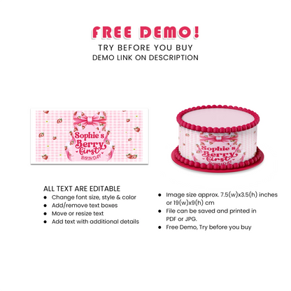 Best Berry Strawberry Personalized Cake Strips Image for Cakes