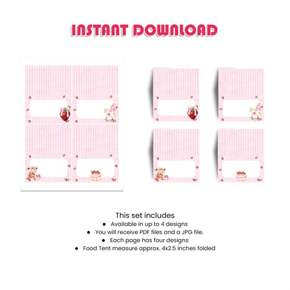 Berry Strawberry Food Cards Berry Theme Party Table Labels