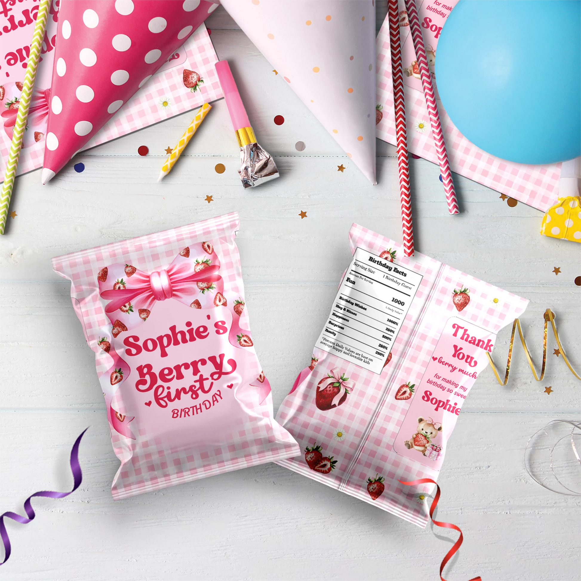Strawberry Birthday Decorations, Girls Birthday Party Supplies, 1st Birthday Themed, Berry Digital Template, Editable Berry Strawberry Image SVG PNG