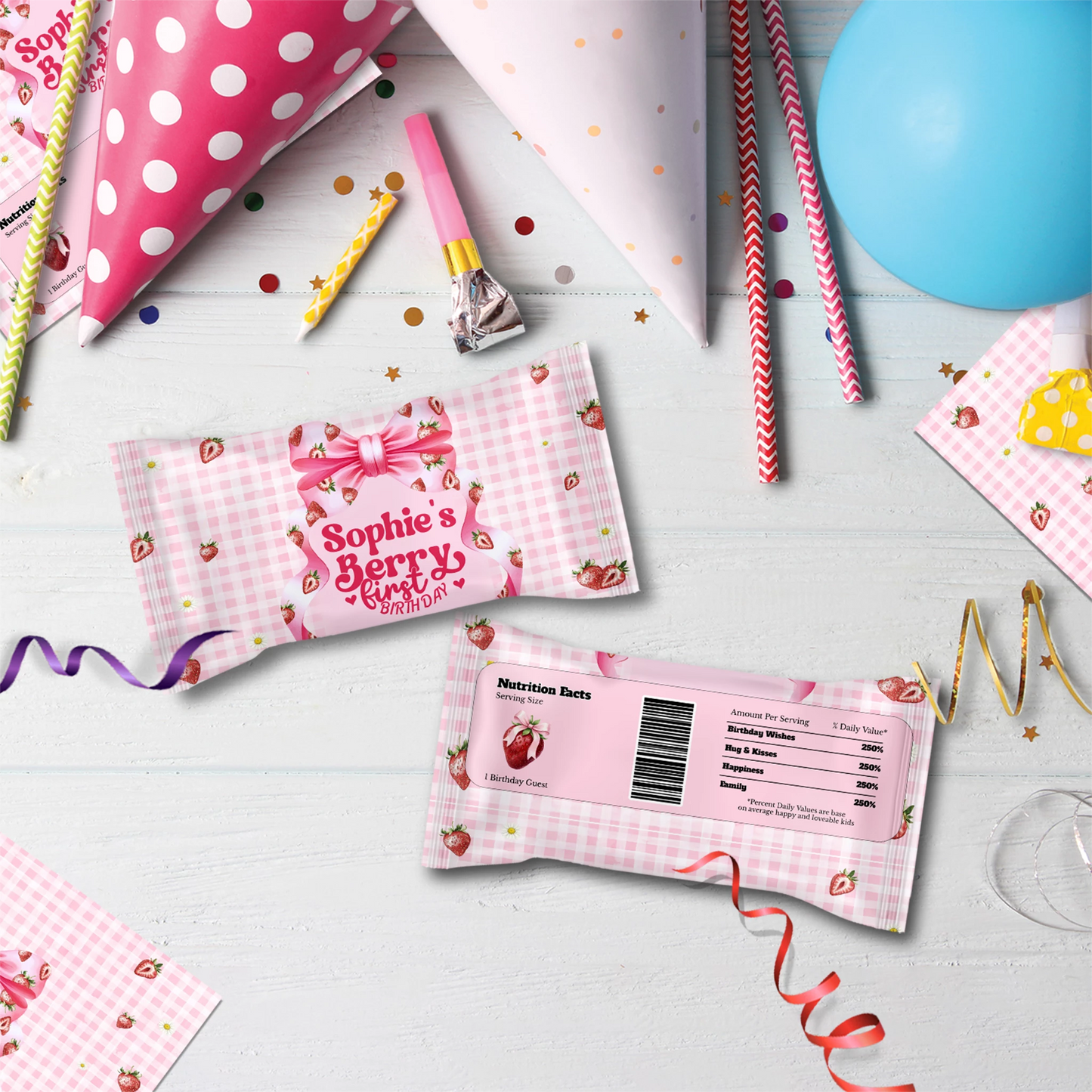 Strawberry Birthday Decorations, Girls Birthday Party Supplies, 1st Birthday Themed, Berry Digital Template, Editable Berry Strawberry Image SVG PNG