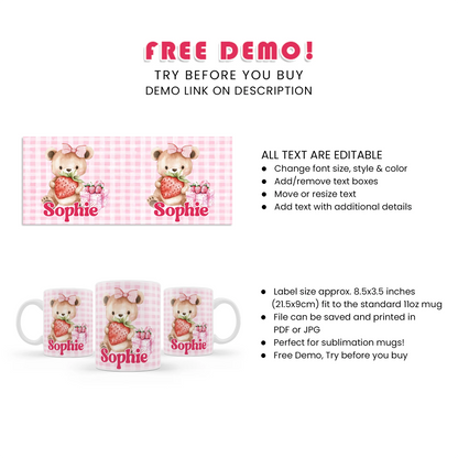 Berry Strawberry Sublimation Mug Cute Berry Theme Gift