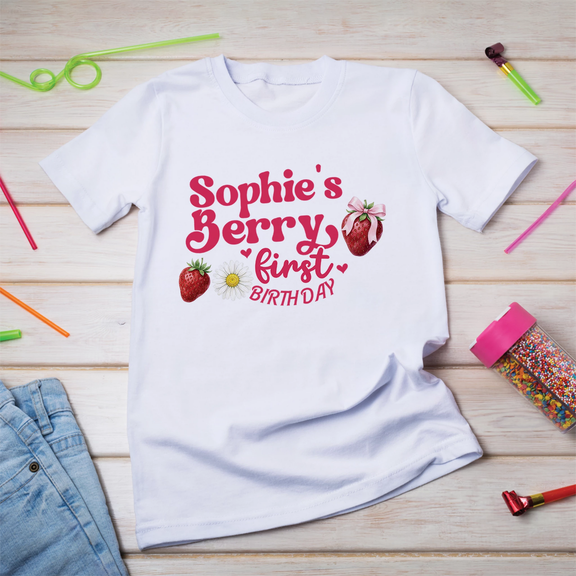 Strawberry Birthday Decorations, Girls Birthday Party Supplies, 1st Birthday Themed, Berry Digital Template, Editable Berry Strawberry Image SVG PNG