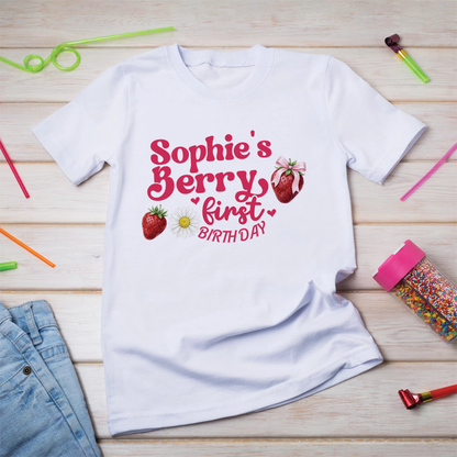 Strawberry Birthday Decorations, Girls Birthday Party Supplies, 1st Birthday Themed, Berry Digital Template, Editable Berry Strawberry Image SVG PNG