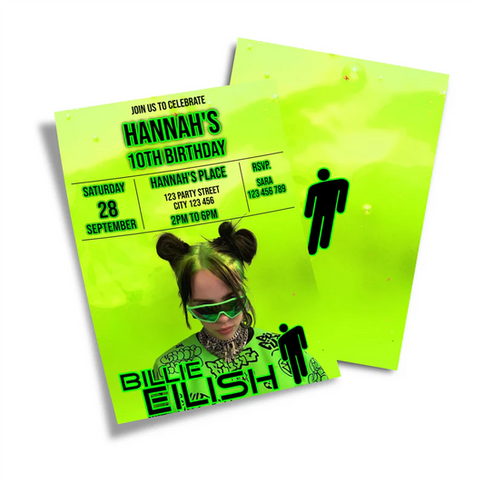 Billie Eilish Personalized Birthday Card Invitations