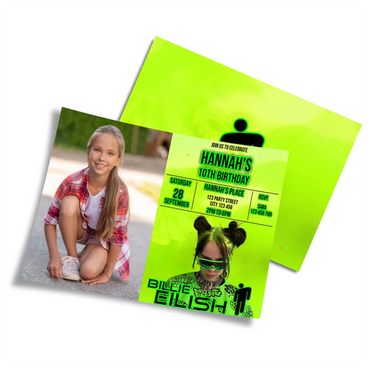 Billie Eilish Personalized Photo Card Invitations