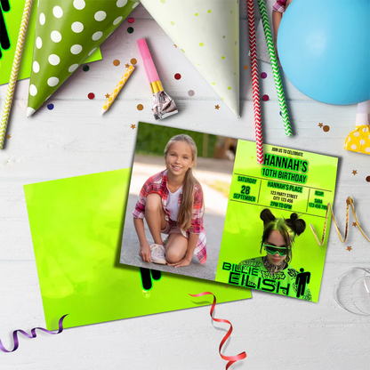 Billie Eilish Birthday Decorations, Billie Eilish Party Supplies, The Avocados Themed, Billie Eilish Fans Digital Template, Editable Billie Eilish Image SVG PNG