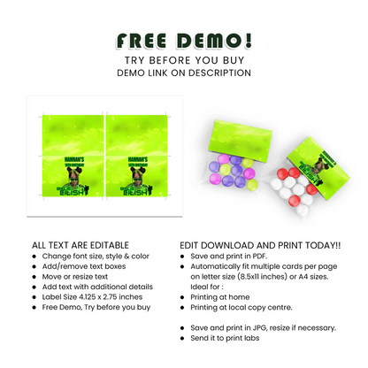 Billie Eilish Treat Bag Topper Label - Custom Treat Bag Topper Labels for Billie Eilish Themed Parties