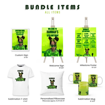 Billie Eilish Personalized Party Pack Digital Template Bundle