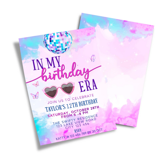 Eras Tour Taylor Swift Personalized Birthday Card Invitation with unique designs