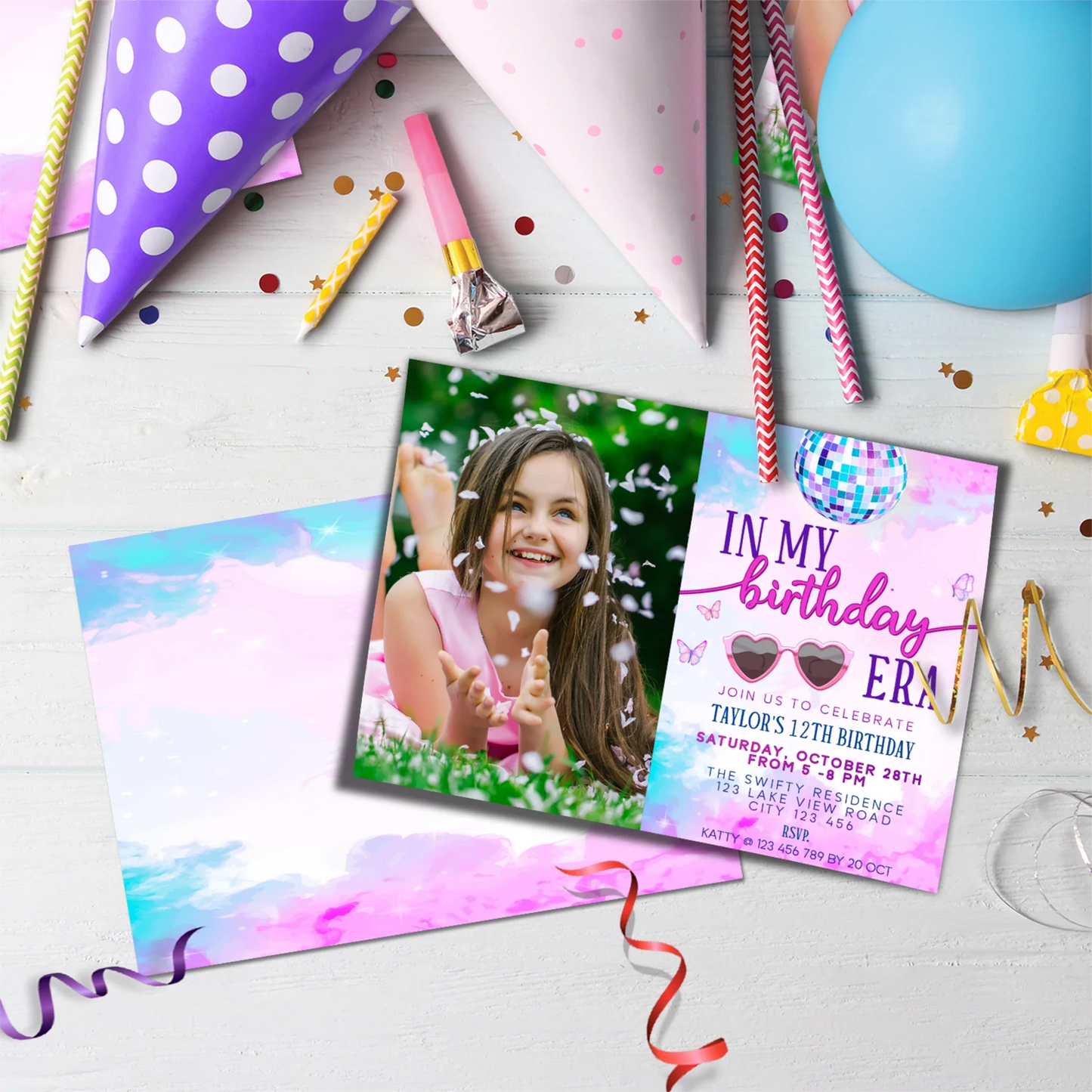 Taylor Swift Birthday Decorations, Eras Tour Party Supplies, Birthday Era Themed, Swifties Digital Template, Editable Birthday Era Image SVG PNG