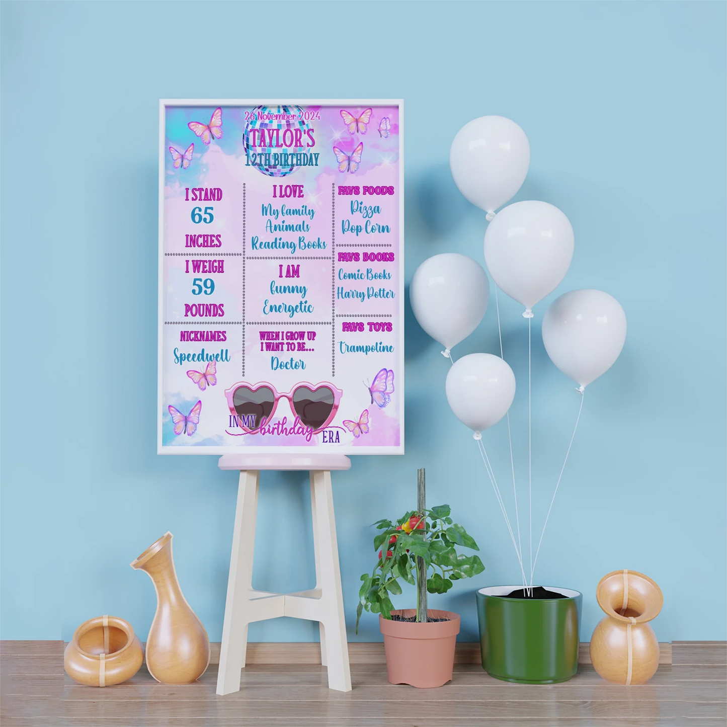 Taylor Swift Birthday Decorations, Eras Tour Party Supplies, Birthday Era Themed, Swifties Digital Template, Editable Birthday Era Image SVG PNG