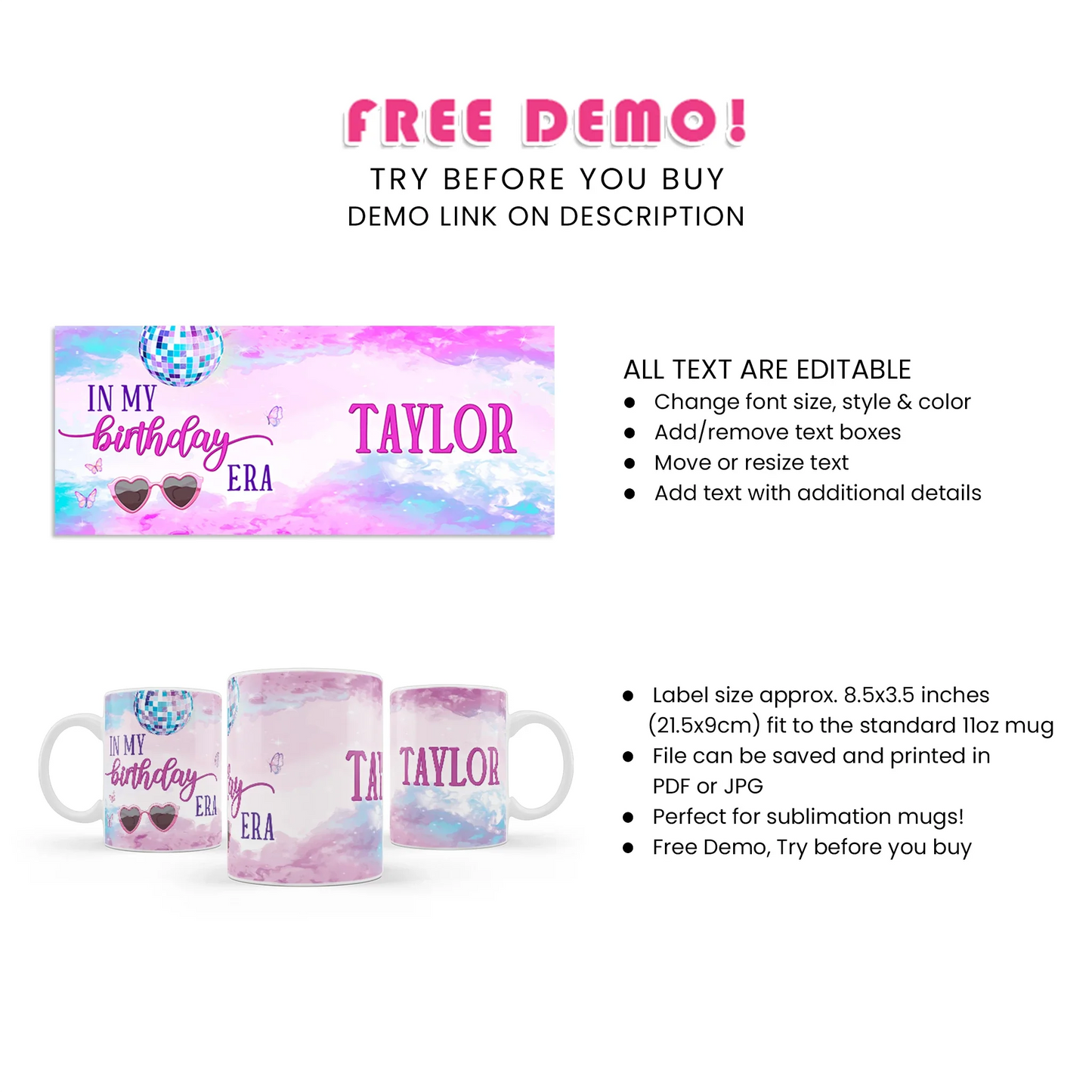 Birthday Era Personalized Sublimation Mug