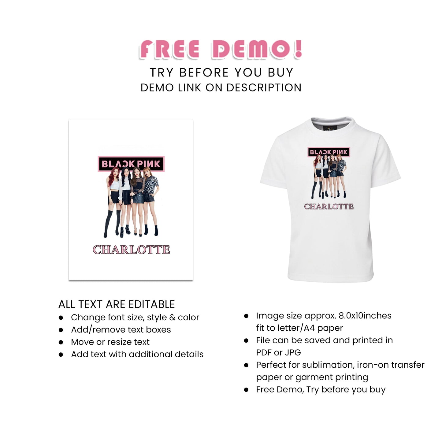 BlackPink Sublimation T-Shirt - Personalized BlackPink Sublimation T-Shirts for Birthdays & Events