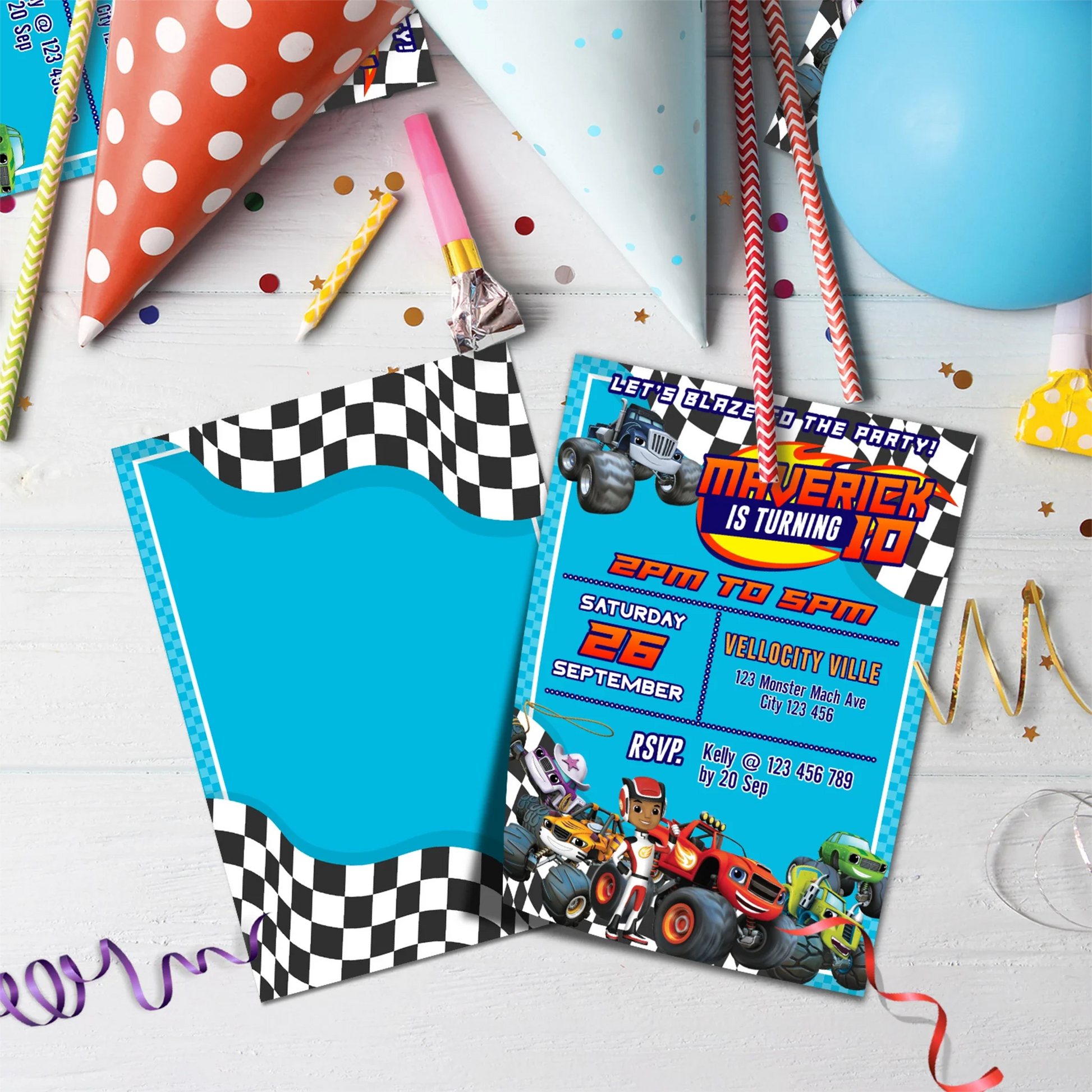 Blaze The Monster Machines Birthday Decorations, Monster Machines Races Party Supplies, Blaze vs Crusher Themed, Boy Birthay Themes Digital Template, Editable Blaze The Monster Machines Image SVG PNG