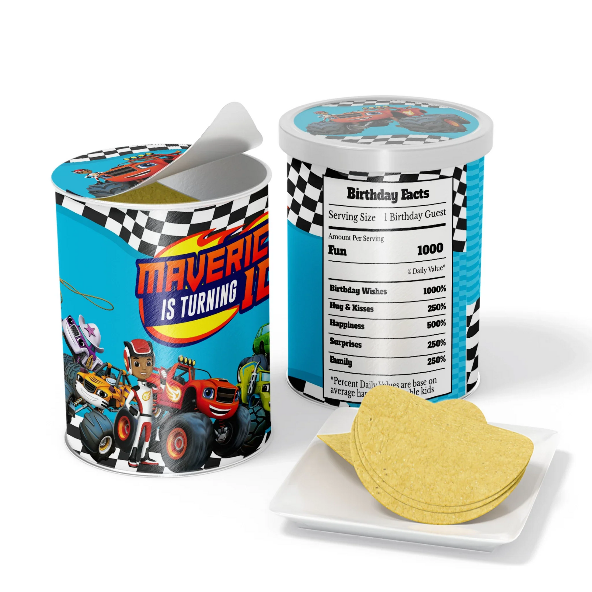 Blaze The Monster Machines small Pringles label