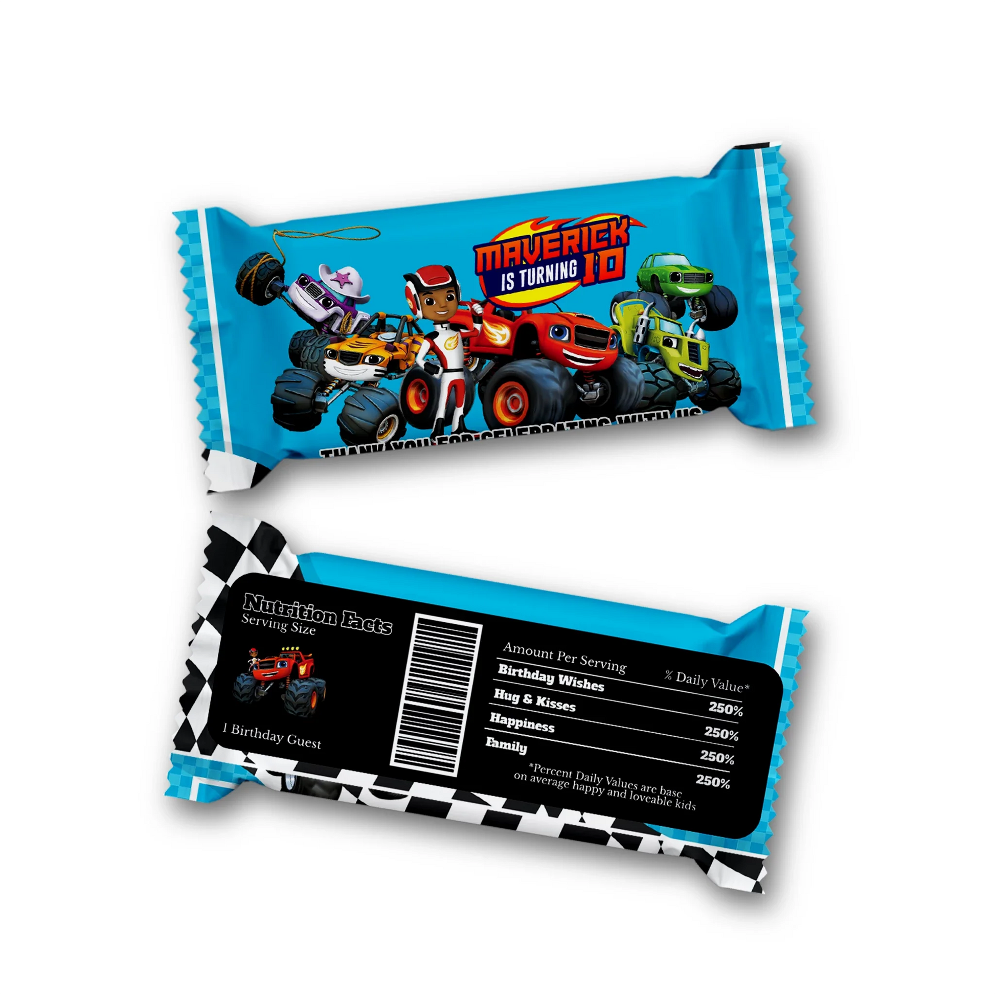 Blaze The Monster Machines Rice Krispies treats label & candy bar label