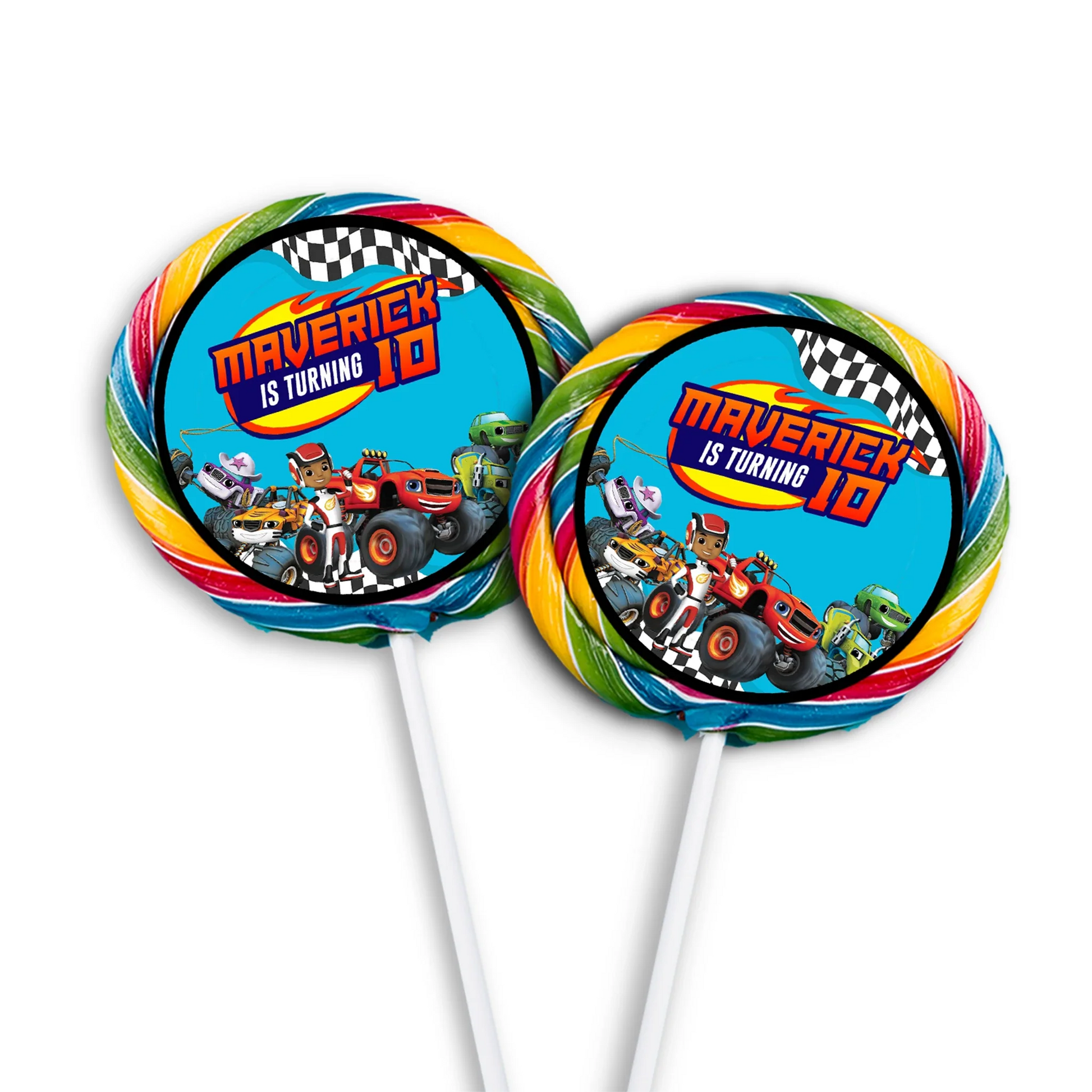 Blaze The Monster Machines lollipop label