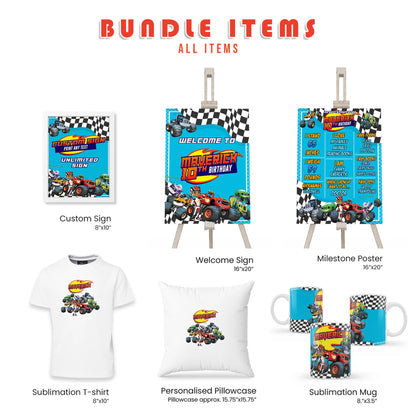 Blaze The Monster Machines Personalized Digital Template Party Pack Bundle