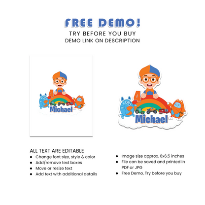 Blippi personalized cake toppers for fun kids birthday cakes