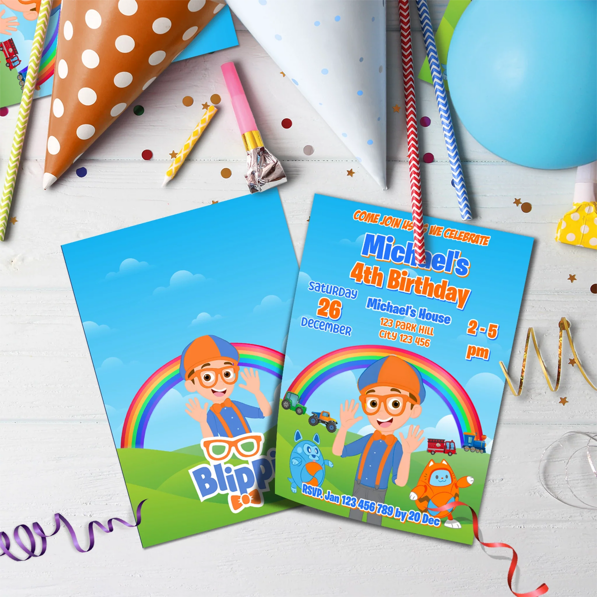 Educational theme Birthday Decorations, Blippi Party Supplies, Blippi Themed, TV Series Digital Template, Editable Blippi Image SVG PNG