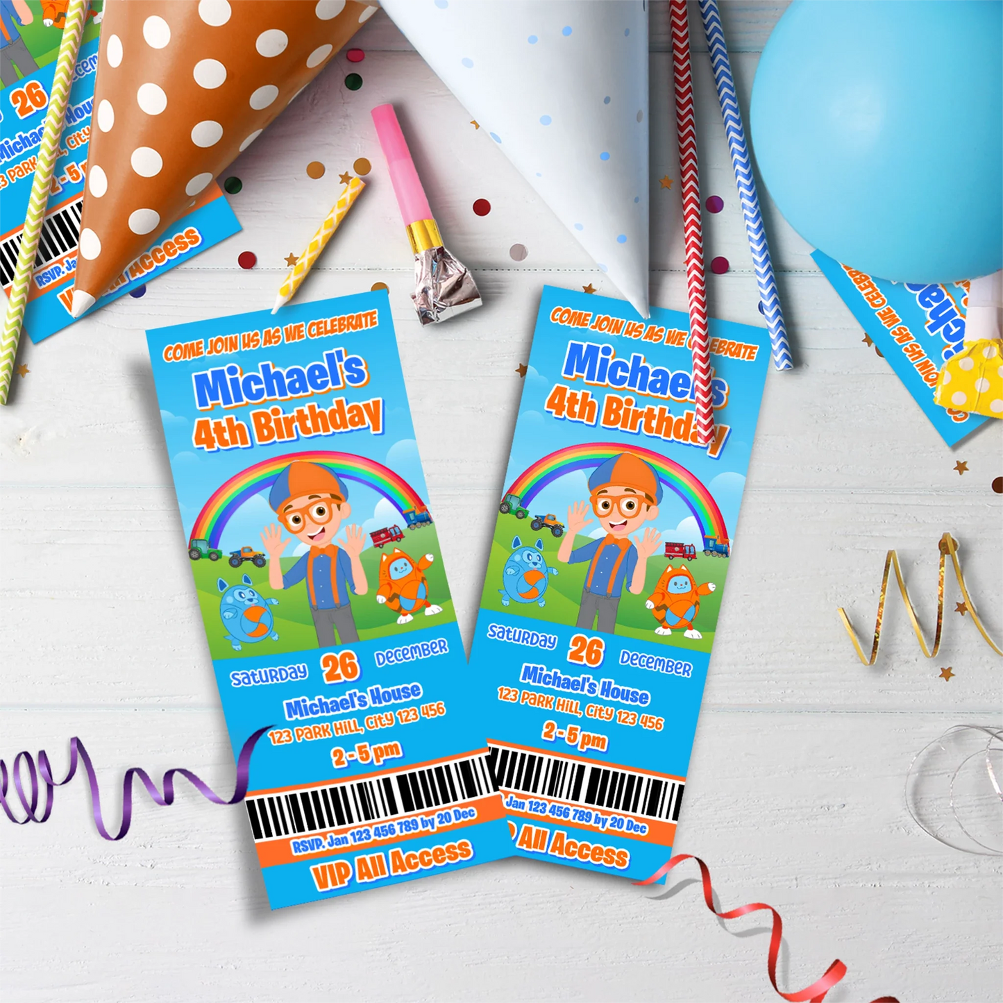 Educational theme Birthday Decorations, Blippi Party Supplies, Blippi Themed, TV Series Digital Template, Editable Blippi Image SVG PNG