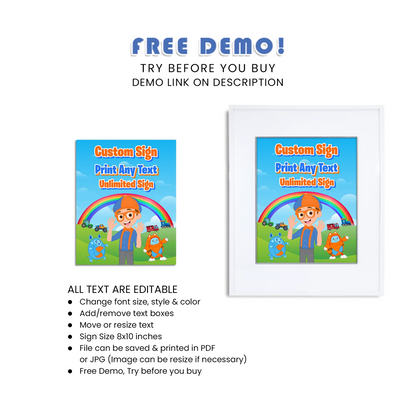 Blippi custom sign for kids birthday party decor