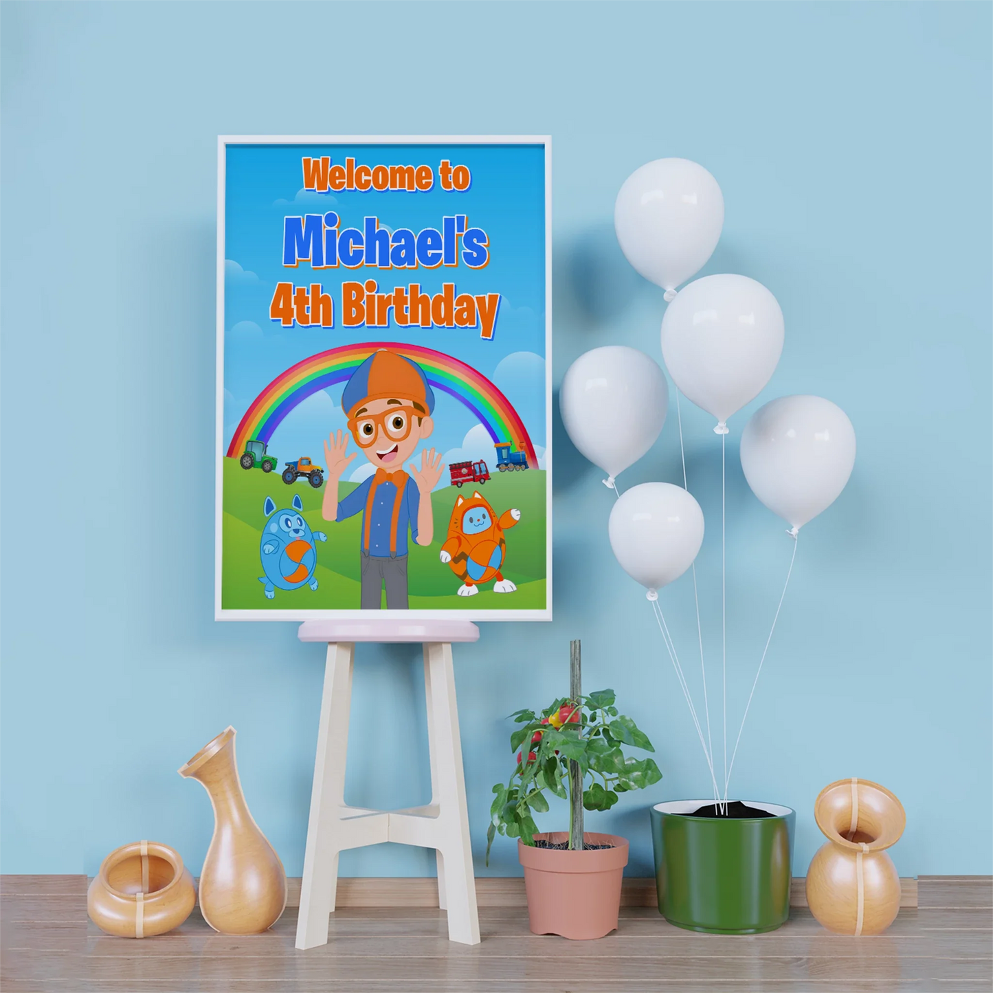 Educational theme Birthday Decorations, Blippi Party Supplies, Blippi Themed, TV Series Digital Template, Editable Blippi Image SVG PNG
