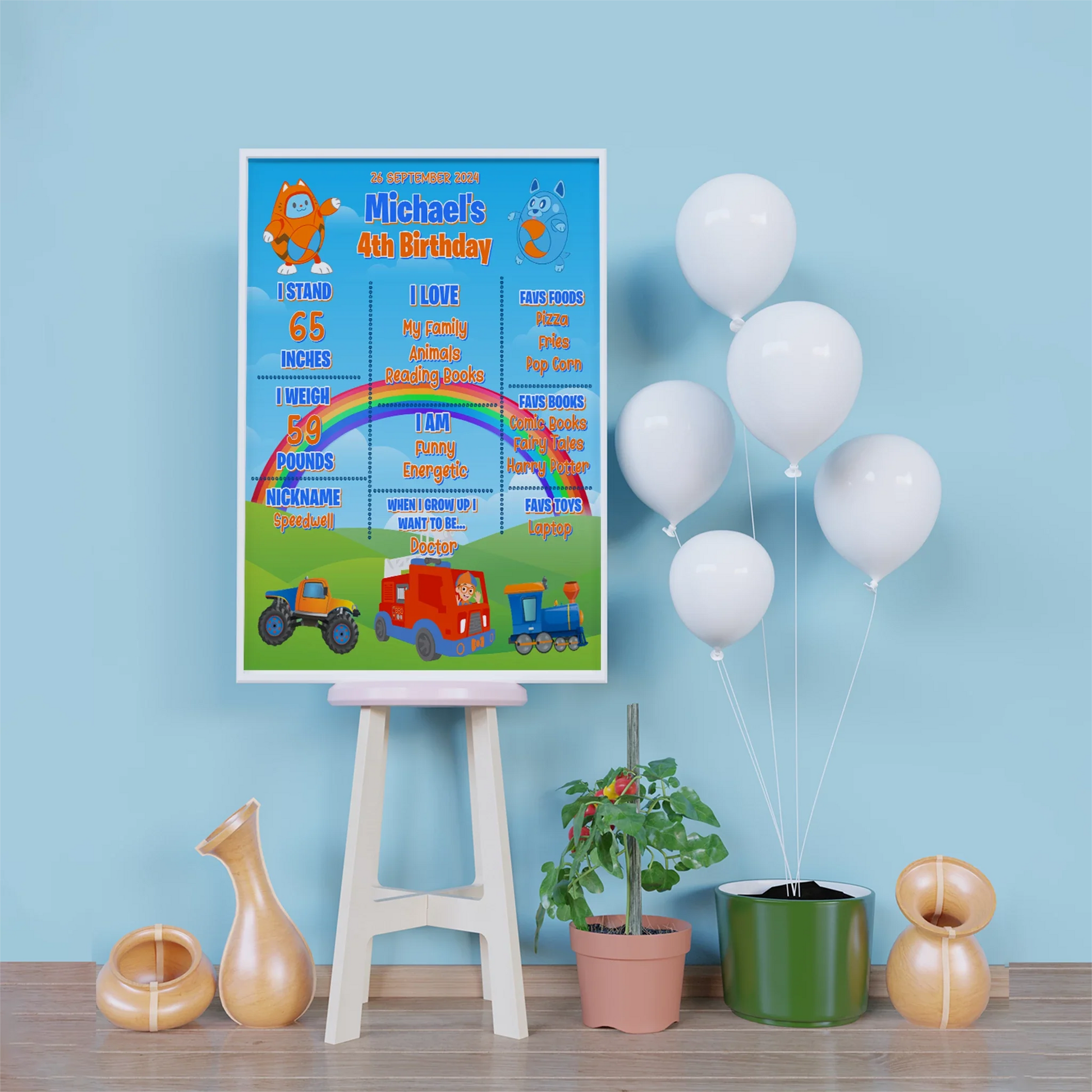 Educational theme Birthday Decorations, Blippi Party Supplies, Blippi Themed, TV Series Digital Template, Editable Blippi Image SVG PNG