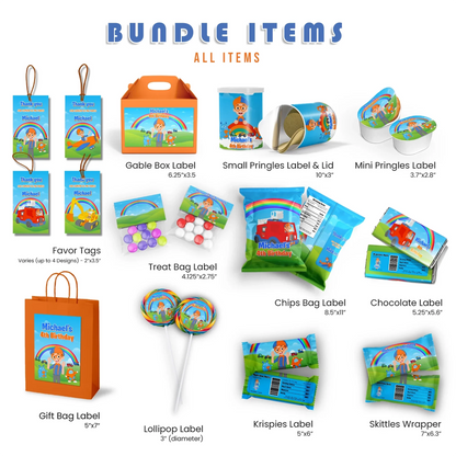 Educational theme Birthday Decorations, Blippi Party Supplies, Blippi Themed, TV Series Digital Template, Editable Blippi Image SVG PNG