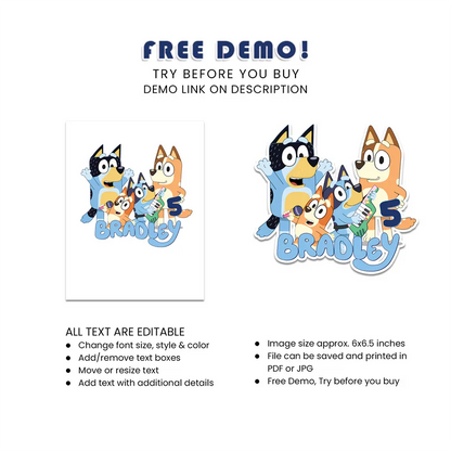 Bluey Personalized Cake Toppers