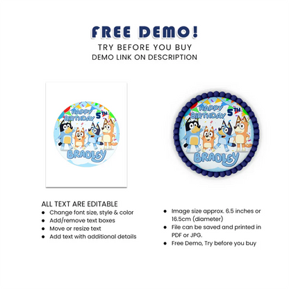 Bluey Personalized Edible Icing Sheet Cake Images