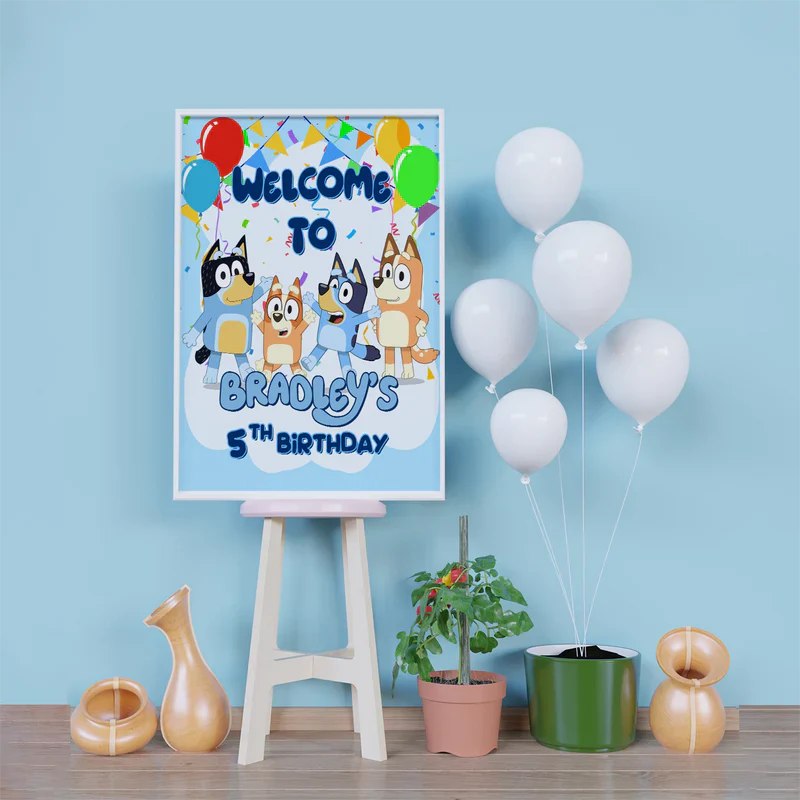 Bluey Birthday Decorations, Bluey and Bingo Party Supplies, Bluey Themed, Bluey Digital Template, Editable Bluey Image SVG PNG