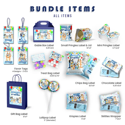 Bluey Birthday Decorations, Bluey and Bingo Party Supplies, Bluey Themed, Bluey Digital Template, Editable Bluey Image SVG PNG