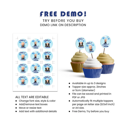 The Boss Baby Cupcake Toppers Custom Party Decorations