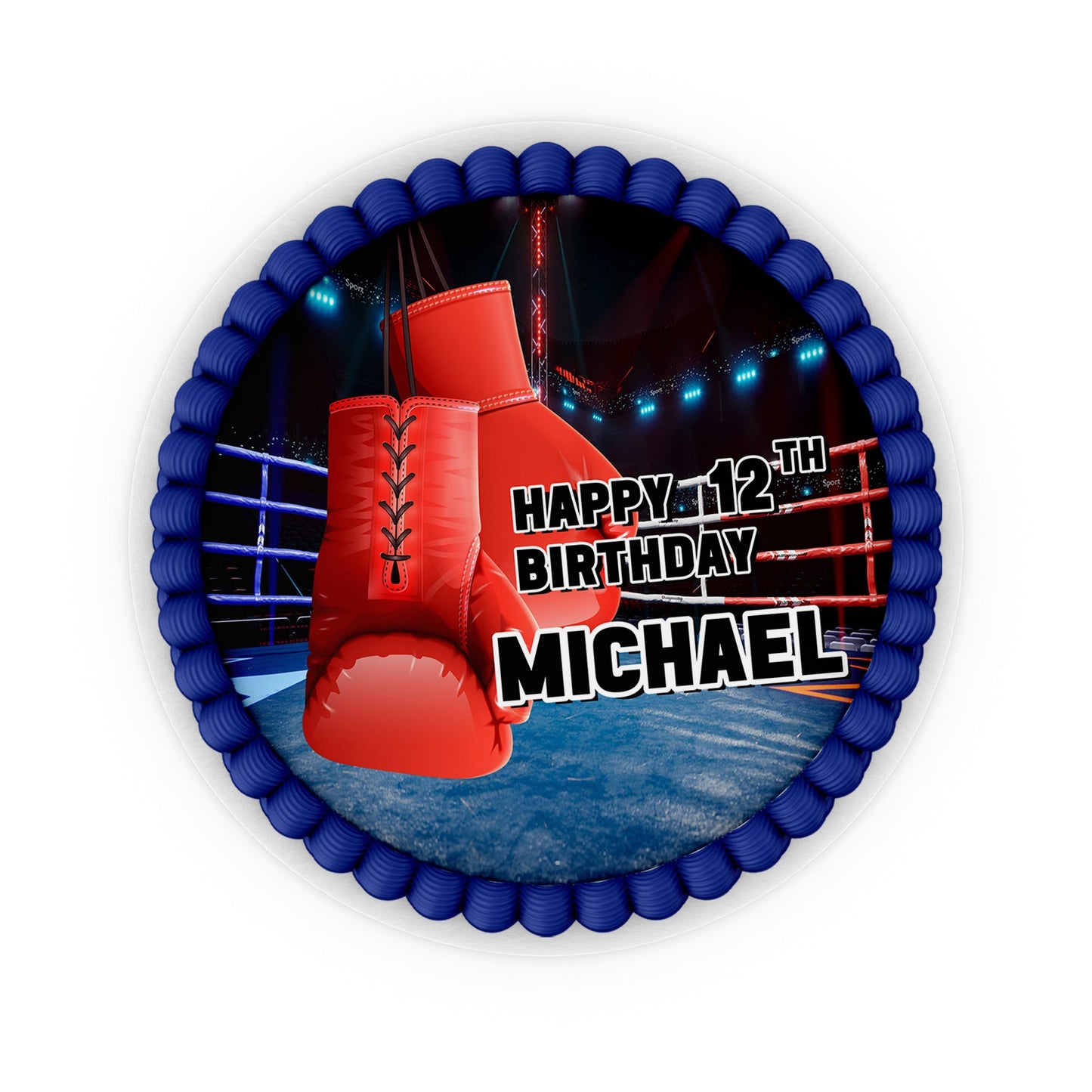 Round Edible Sheet Cake Images with Boxing Theme