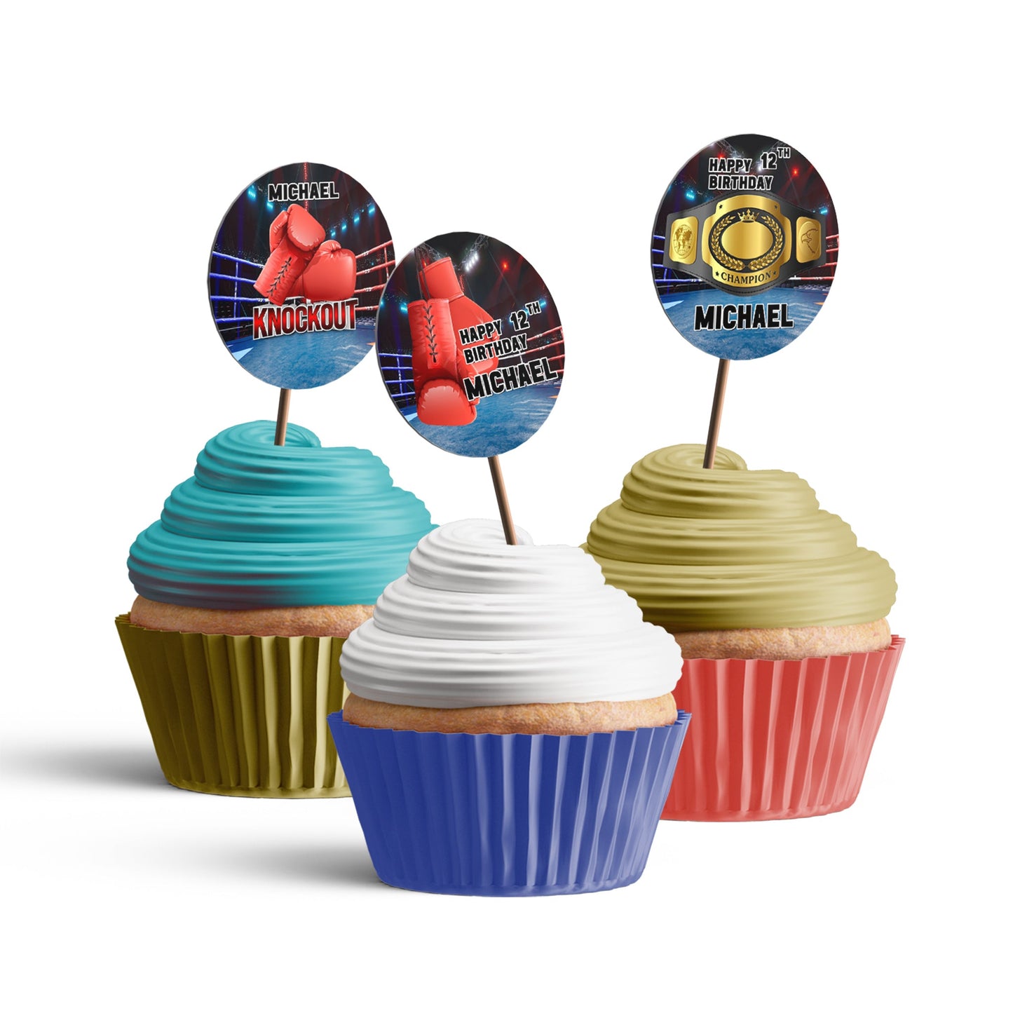 Personalized Boxing Cupcake Toppers