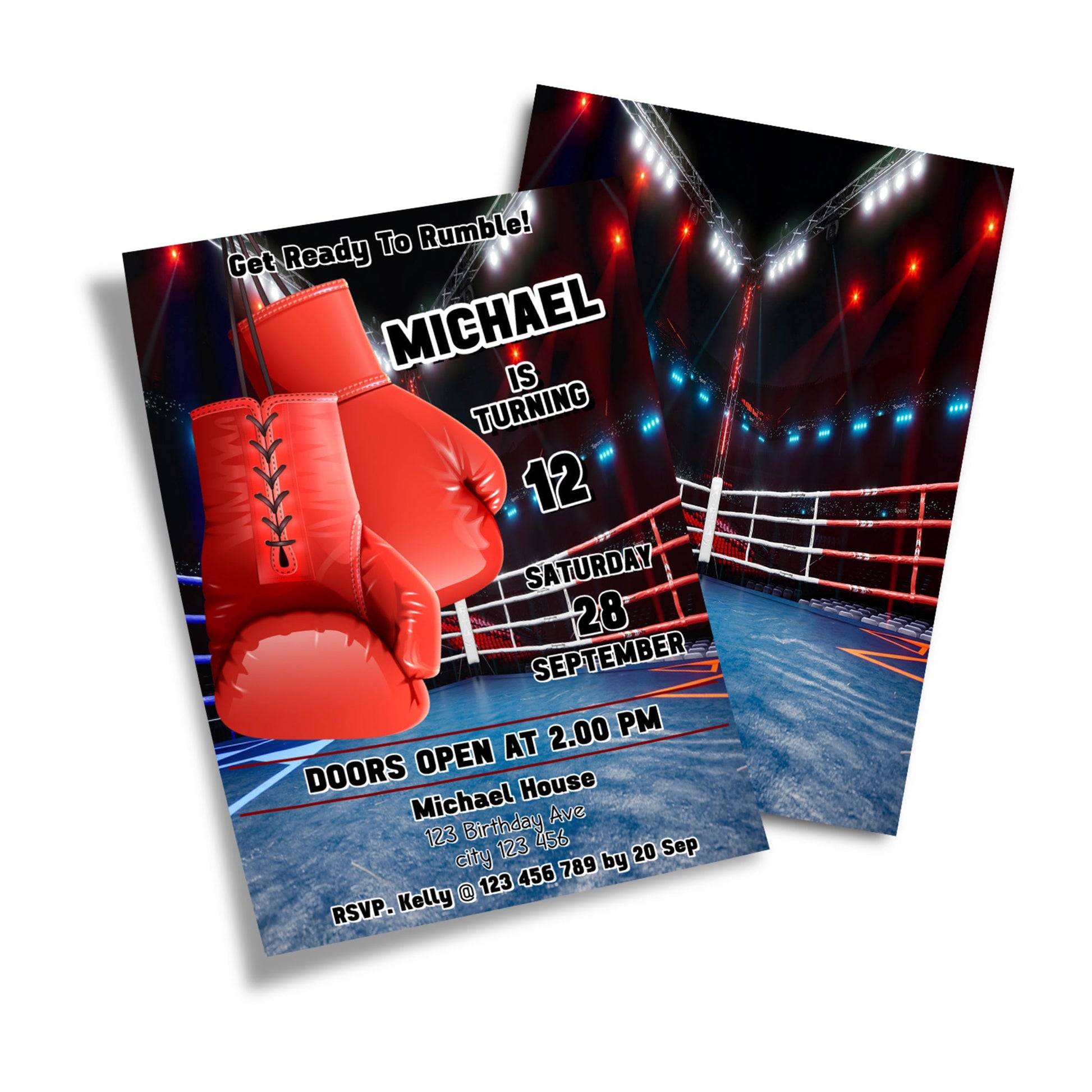 Personalized Boxing Birthday Card Invitations - Invite Your Guests wit ...