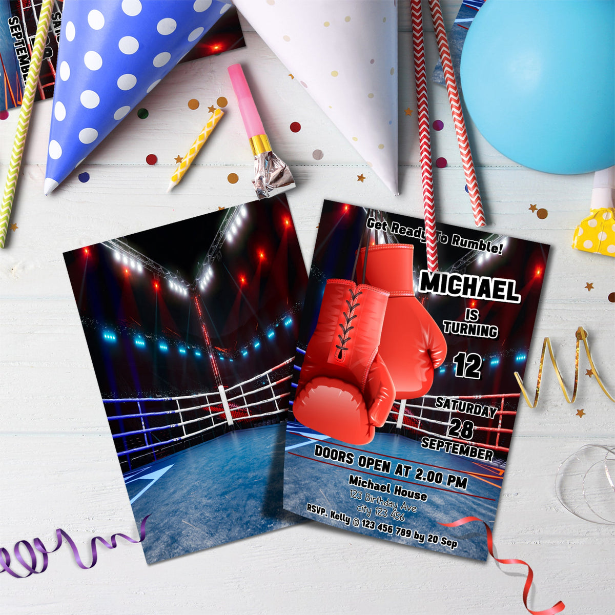 Boxing Invite Personalized Boxing Birthday Card Invitations - Invite Your Guests wit ...