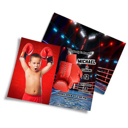 Personalized Boxing Photo Card Invitations