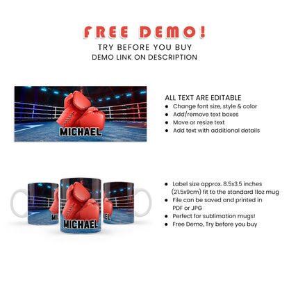 Personalized Boxing Sublimation Mug - Enjoy Your Favorite Beverage with a Knockout Design