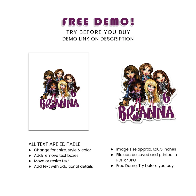 Bratz Personalized Cake Toppers | Birthday Decoration | Instant Download