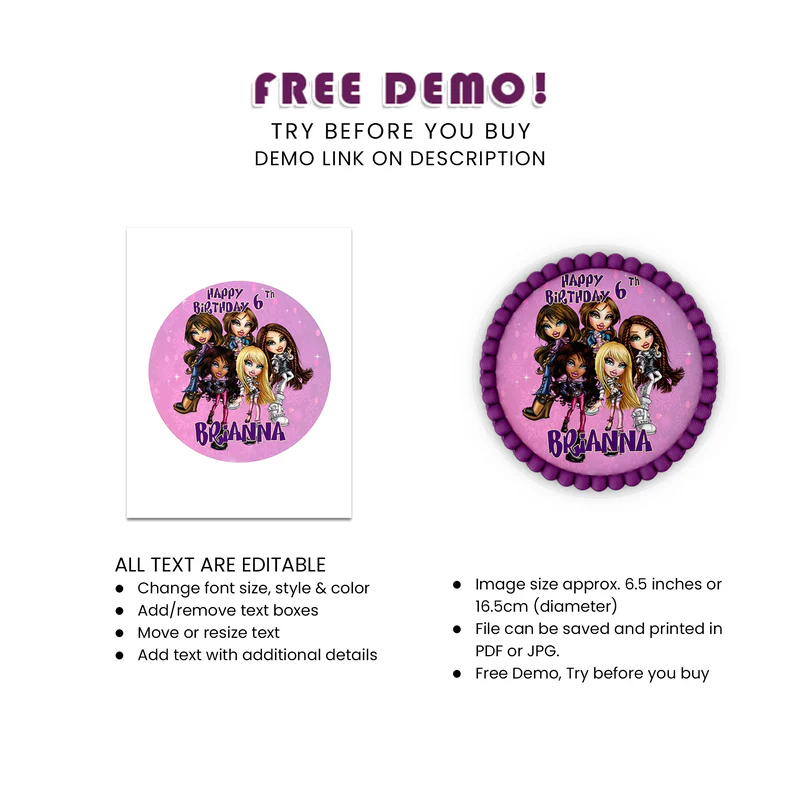 Bratz Personalized Edible Icing Sheet | Cake Images | Printable Topper