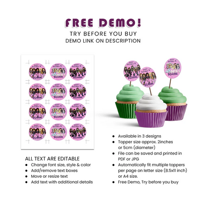 Bratz Personalized Cupcakes Toppers | Edible Party Decor | DIY Download