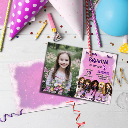 Bratz Birthday Decorations, Fashion Doll Party Supplies, Bratz Cloe Themed, Yasmin, Jade, Sasha Digital Template, Editable Bratz Image SVG PNG